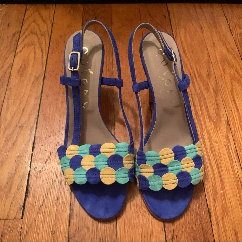 colorful suede slingback high heeled sandals